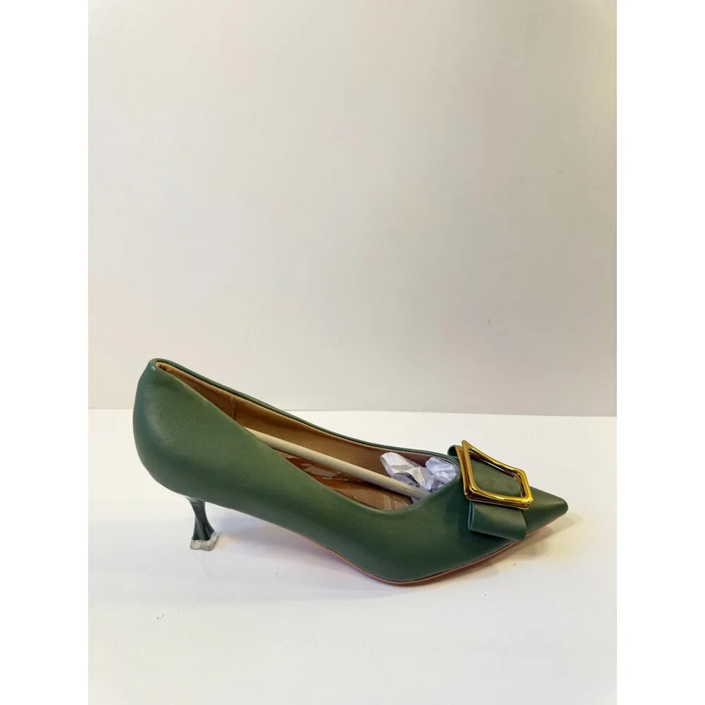 C. Paravano Green Heels Womens Leather US 10.5 Womens EU-41.5